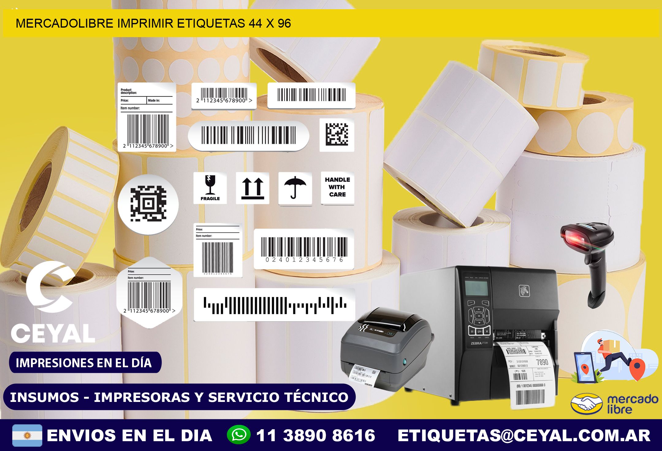 MERCADOLIBRE IMPRIMIR ETIQUETAS 44 x 96