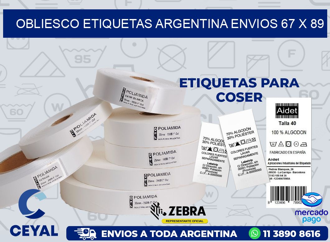 OBLIESCO ETIQUETAS ARGENTINA ENVIOS 67 x 89