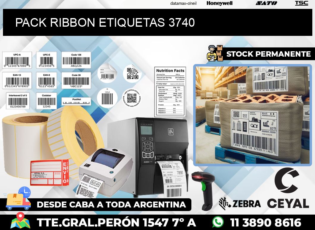 PACK RIBBON ETIQUETAS 3740