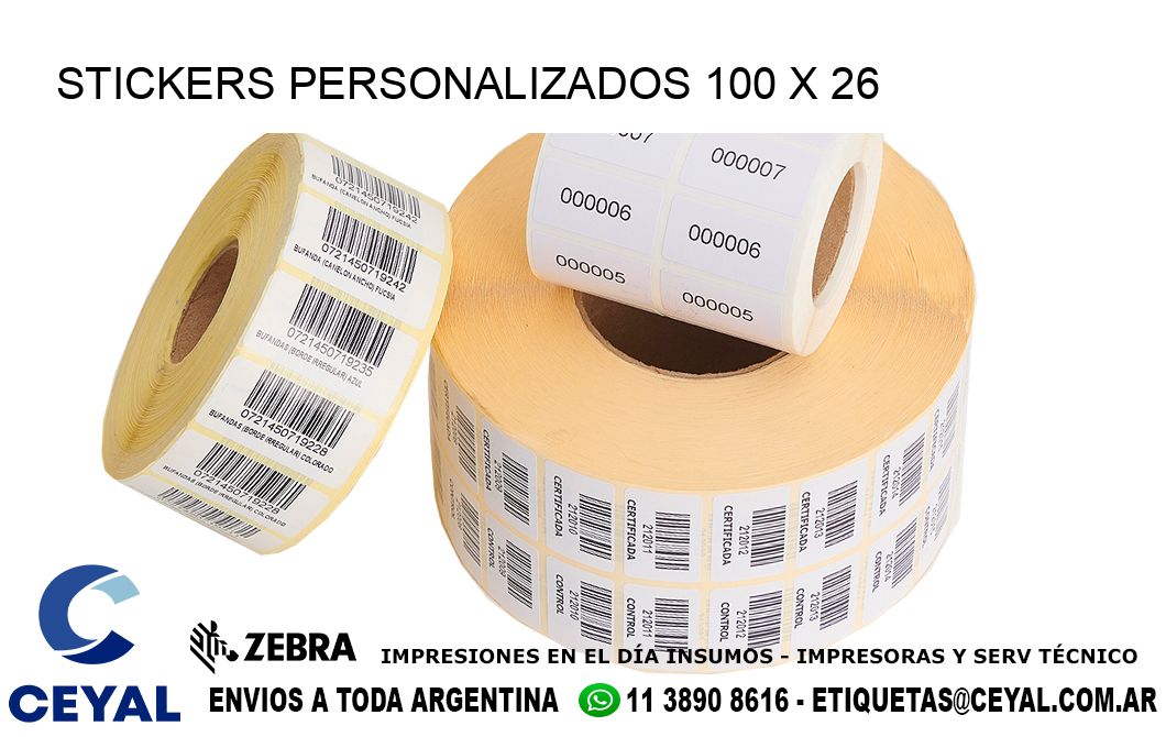 STICKERS PERSONALIZADOS 100 x 26