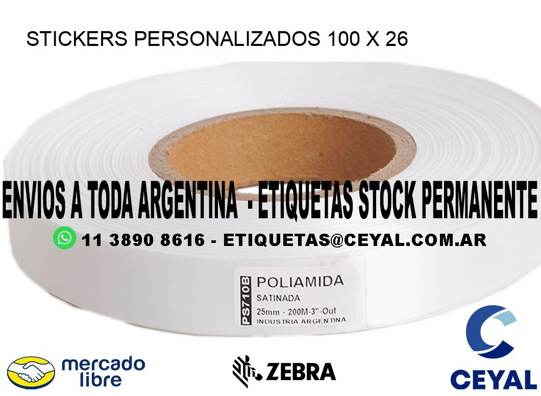 STICKERS PERSONALIZADOS 100 x 26