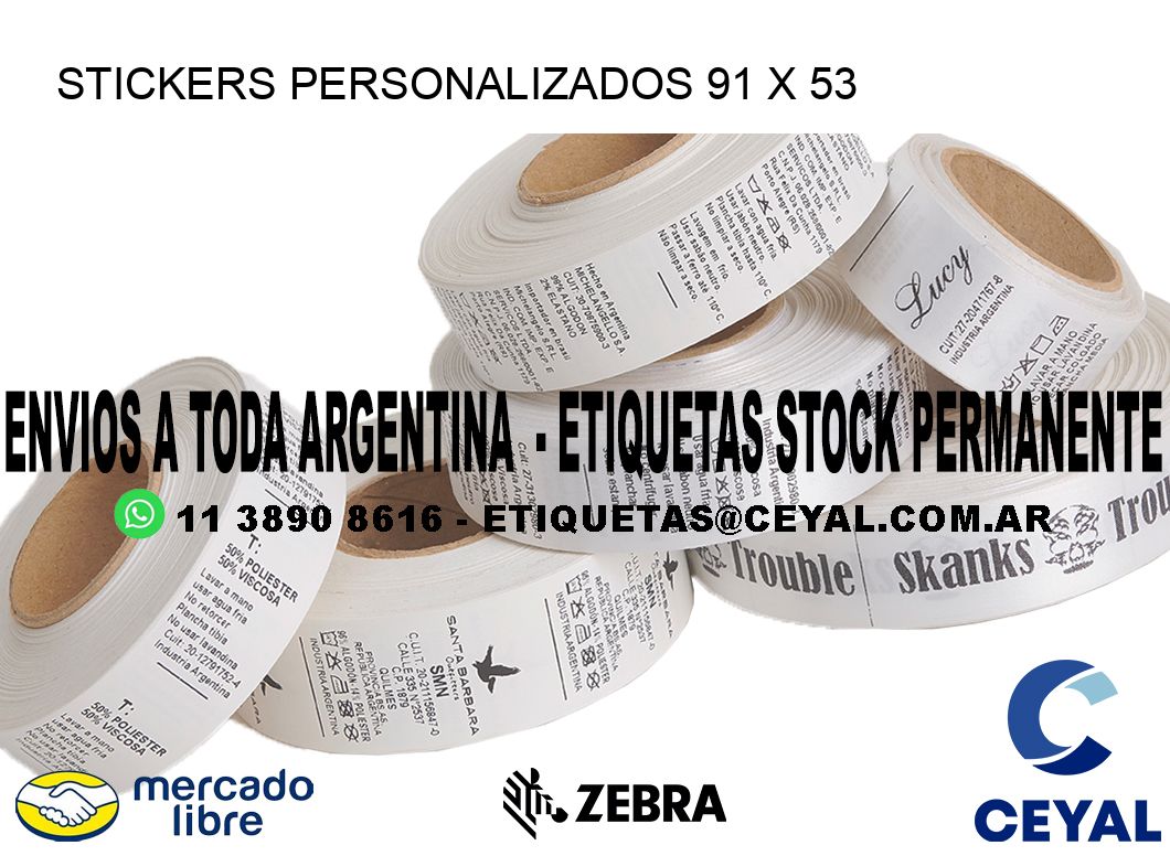 STICKERS PERSONALIZADOS 91 x 53