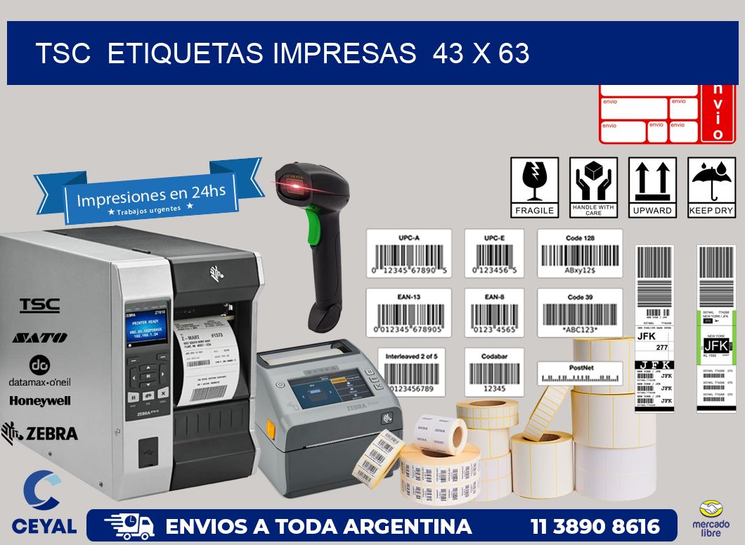 TSC  ETIQUETAS IMPRESAS  43 x 63