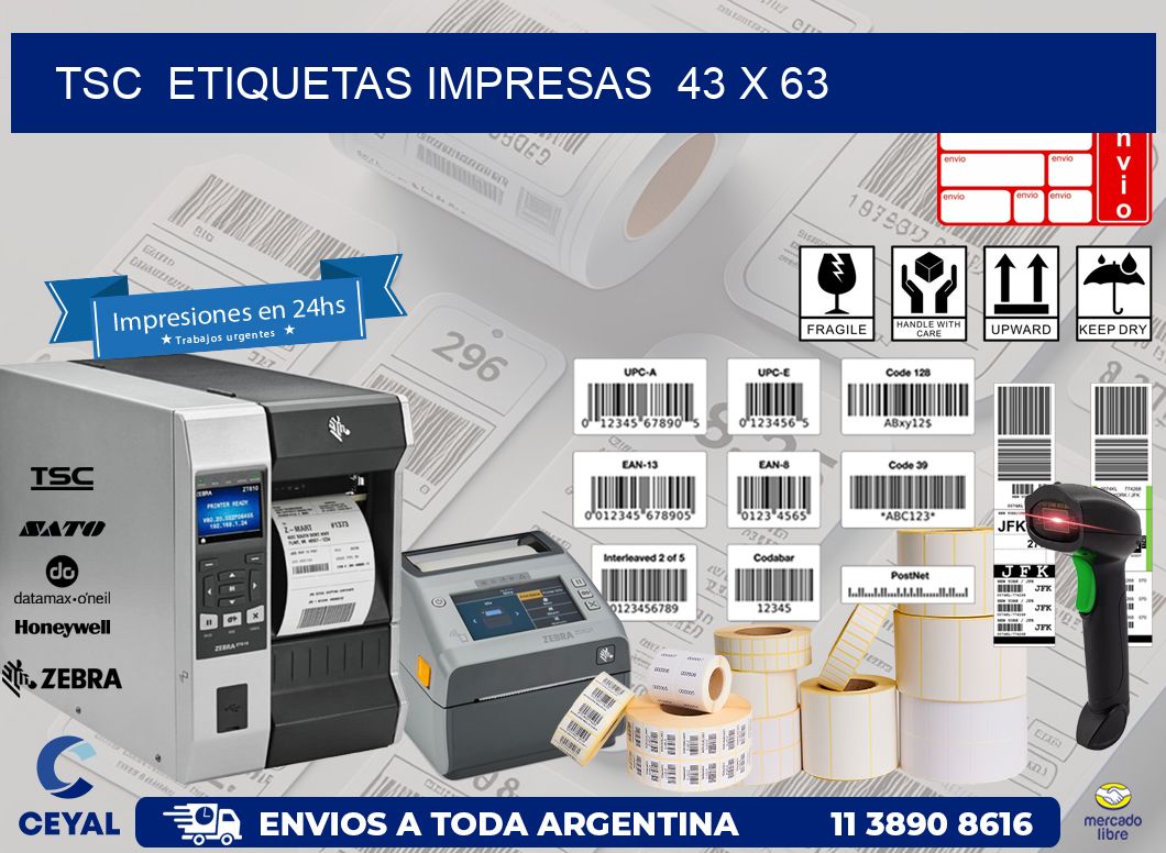 TSC  ETIQUETAS IMPRESAS  43 x 63