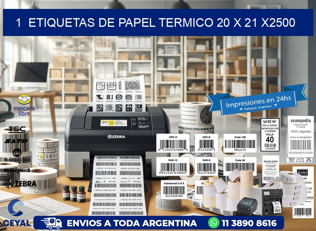 1  ETIQUETAS DE PAPEL TERMICO 20 x 21 X2500