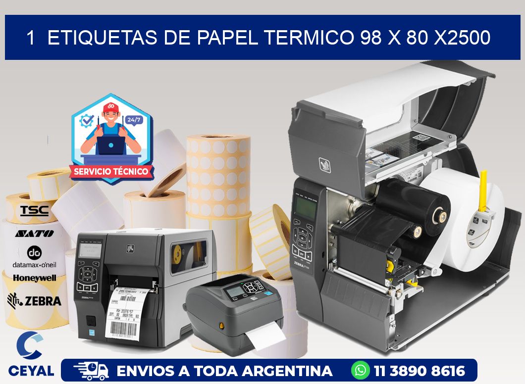 1  ETIQUETAS DE PAPEL TERMICO 98 x 80 X2500