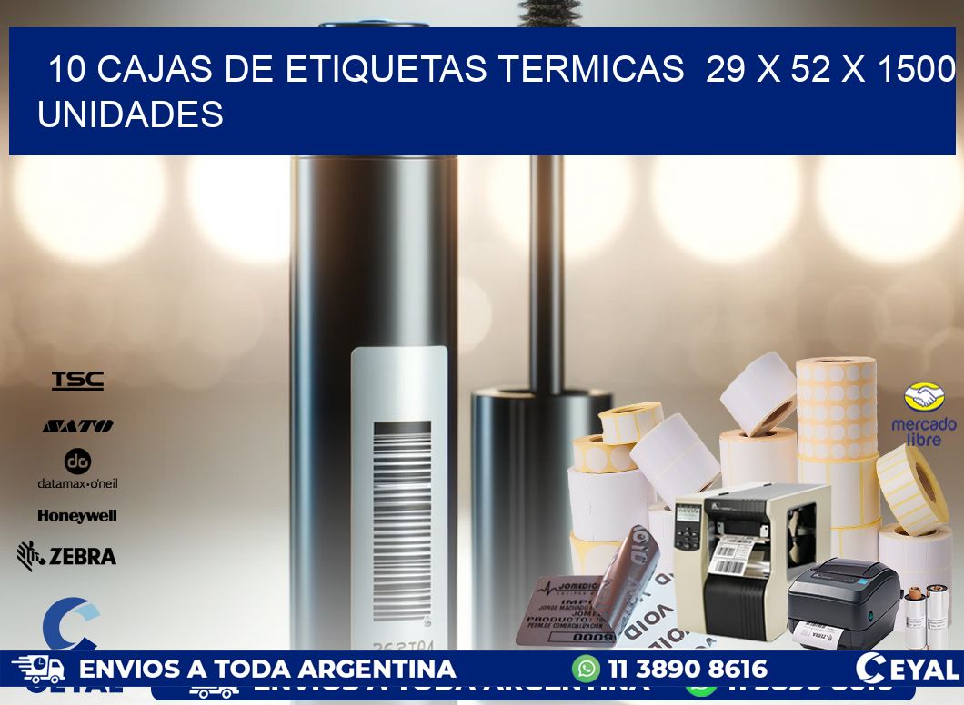 10 CAJAS DE ETIQUETAS TERMICAS  29 x 52 X 1500 UNIDADES