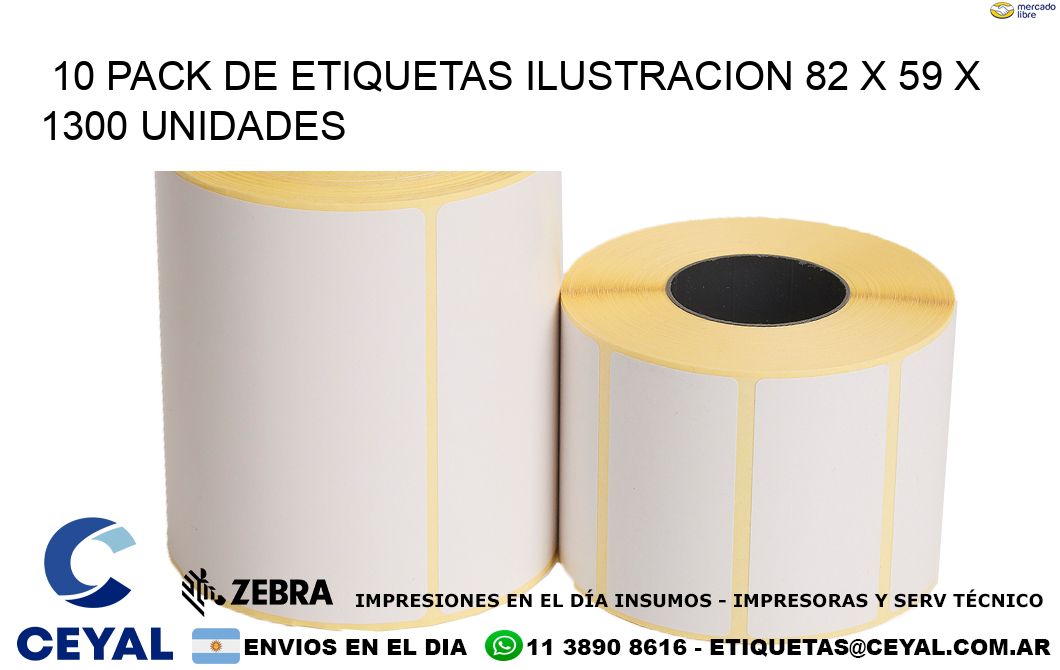 10 PACK DE ETIQUETAS ILUSTRACION 82 x 59 X 1300 UNIDADES