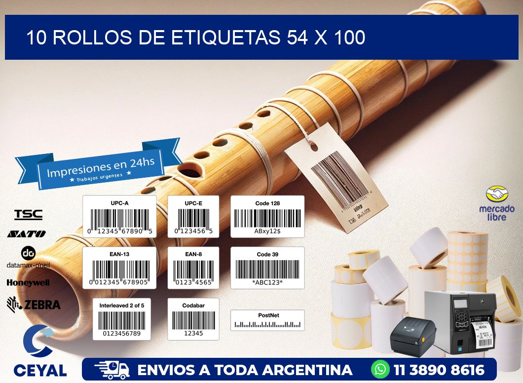 10 ROLLOS DE ETIQUETAS 54 x 100