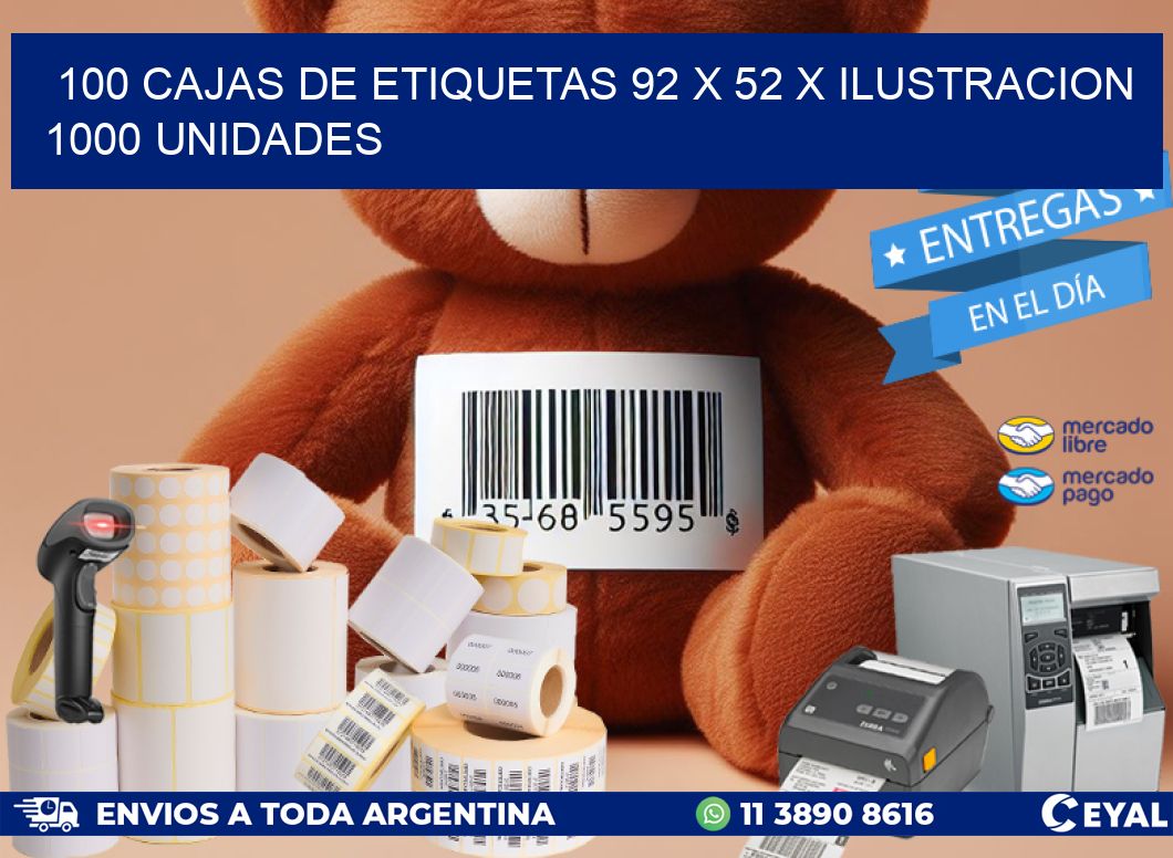 100 CAJAS DE ETIQUETAS 92 x 52 X ILUSTRACION 1000 UNIDADES