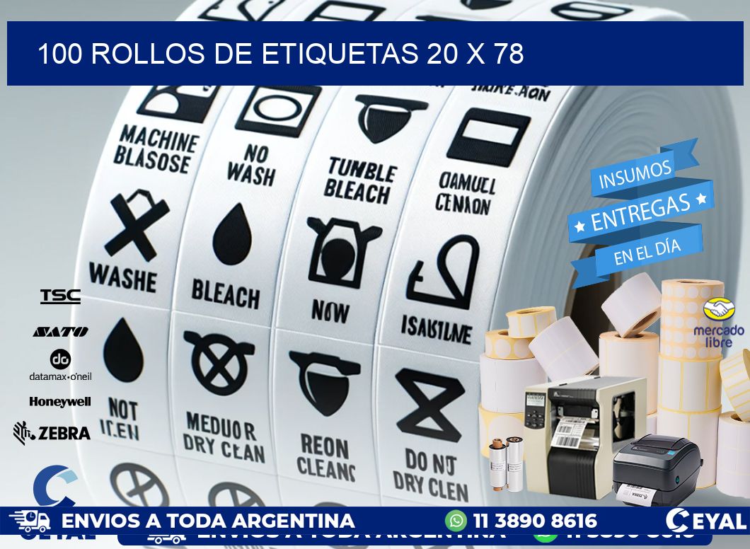 100 ROLLOS DE ETIQUETAS 20 x 78