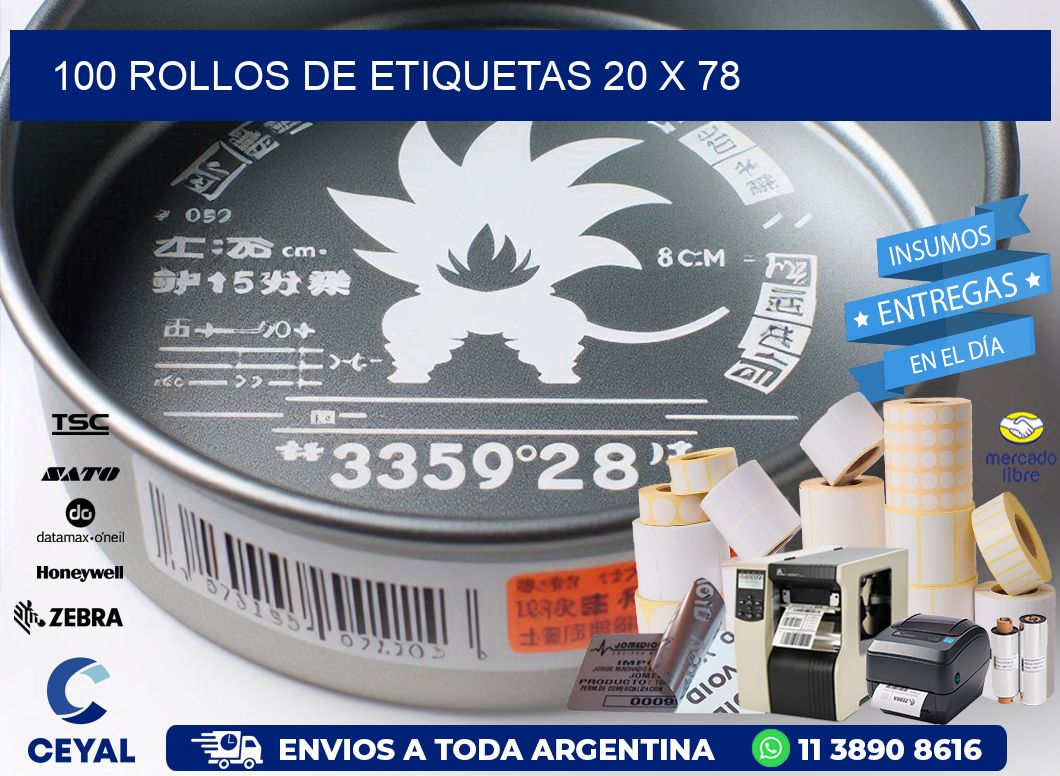 100 ROLLOS DE ETIQUETAS 20 x 78