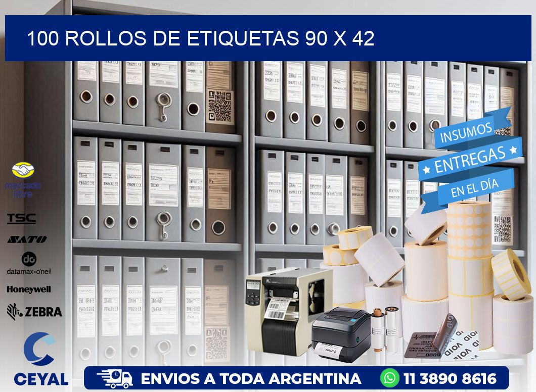 100 ROLLOS DE ETIQUETAS 90 x 42