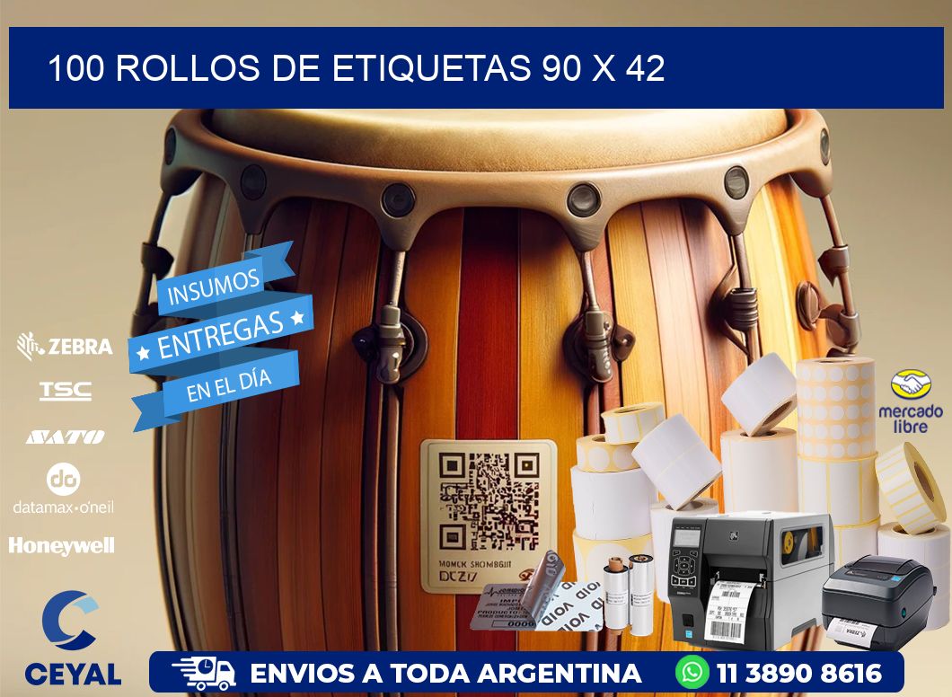 100 ROLLOS DE ETIQUETAS 90 x 42