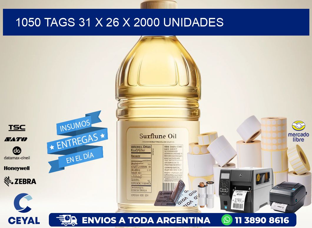 1050 TAGS 31 x 26 X 2000 UNIDADES