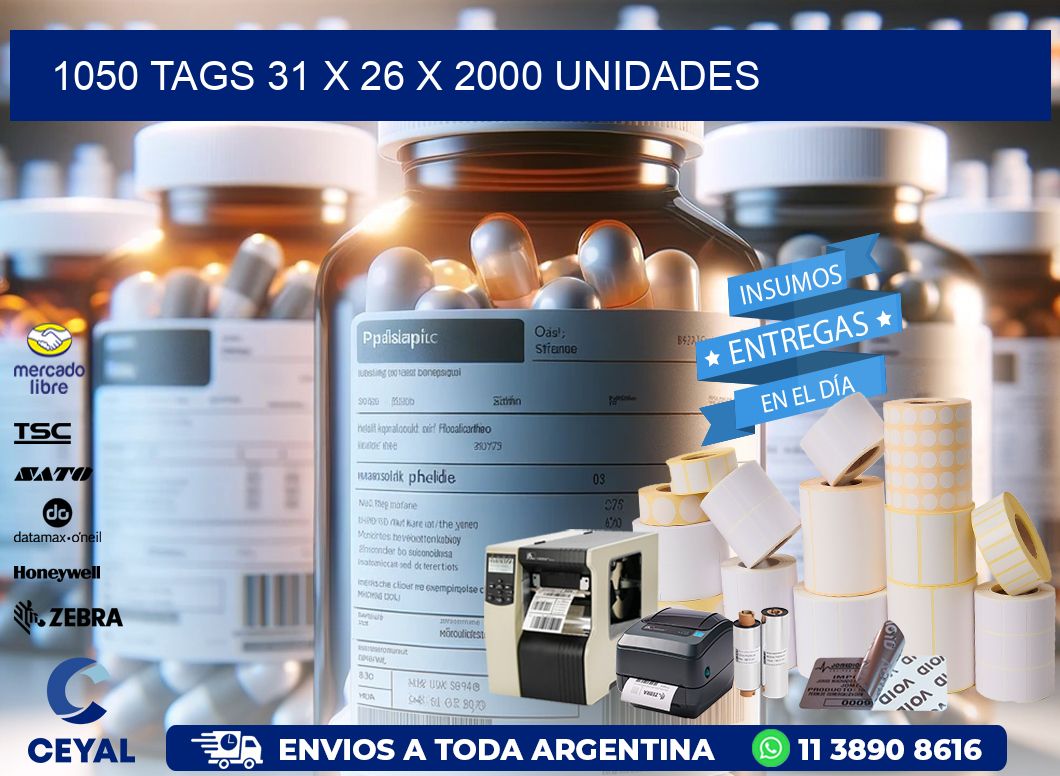 1050 TAGS 31 x 26 X 2000 UNIDADES