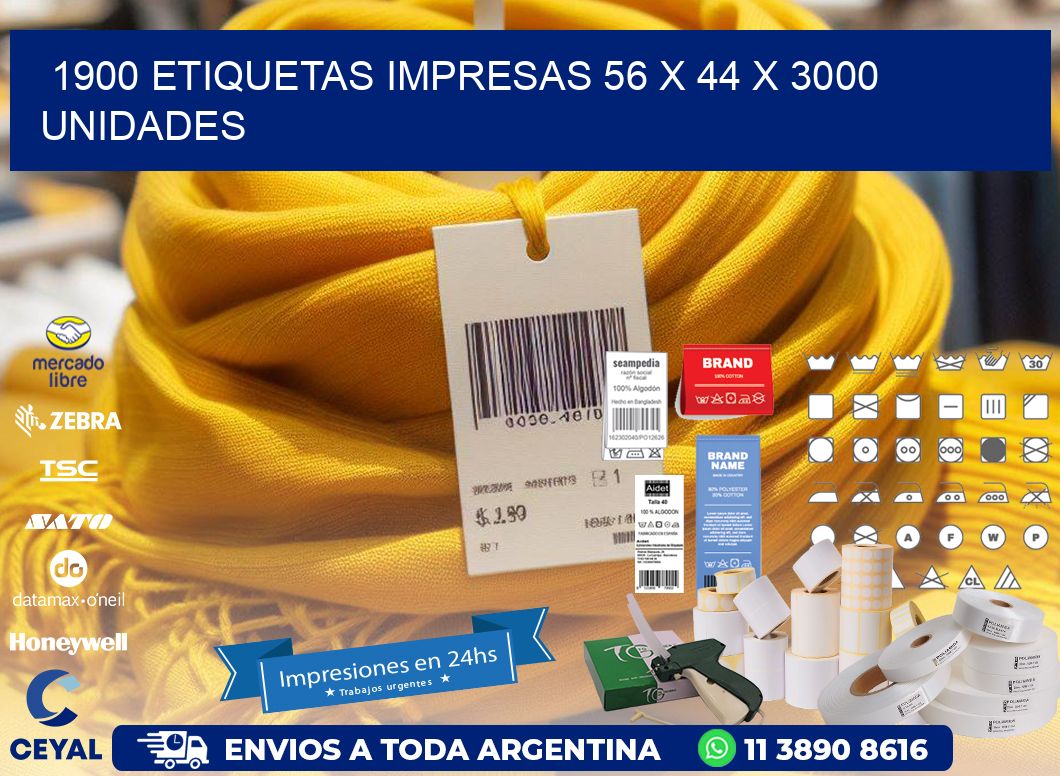 1900 ETIQUETAS IMPRESAS 56 x 44 X 3000 UNIDADES