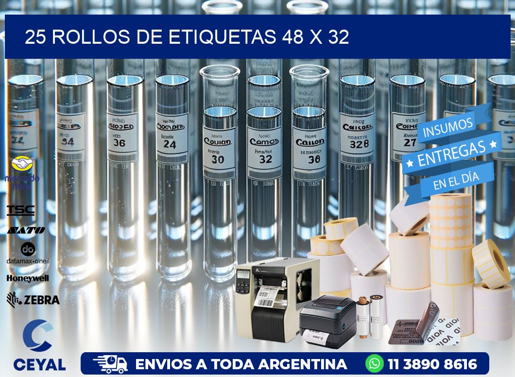 25 ROLLOS DE ETIQUETAS 48 x 32