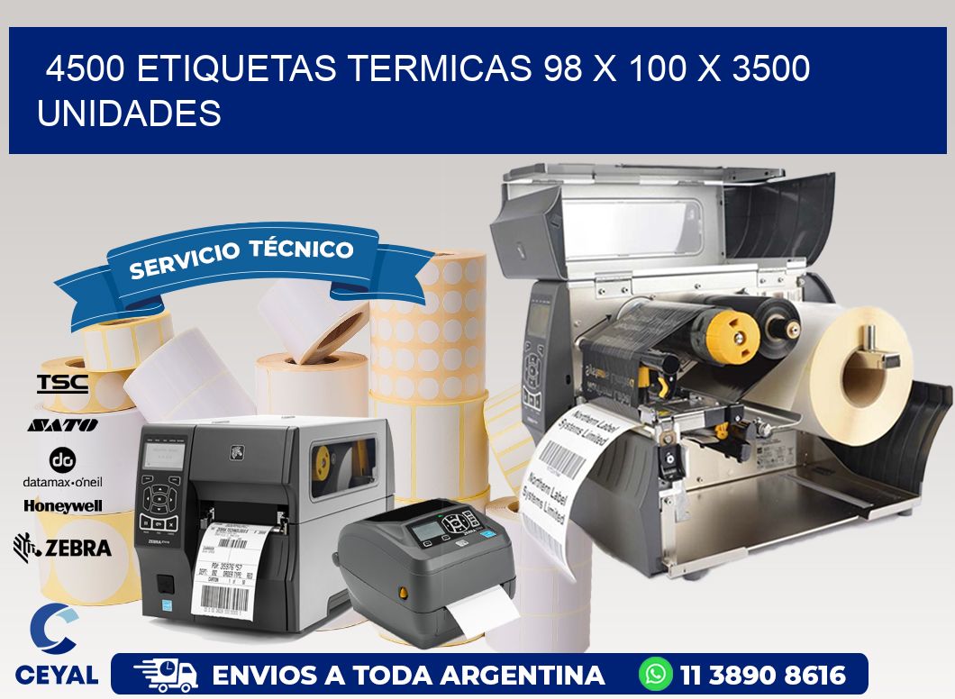 4500 ETIQUETAS TERMICAS 98 x 100 X 3500 UNIDADES