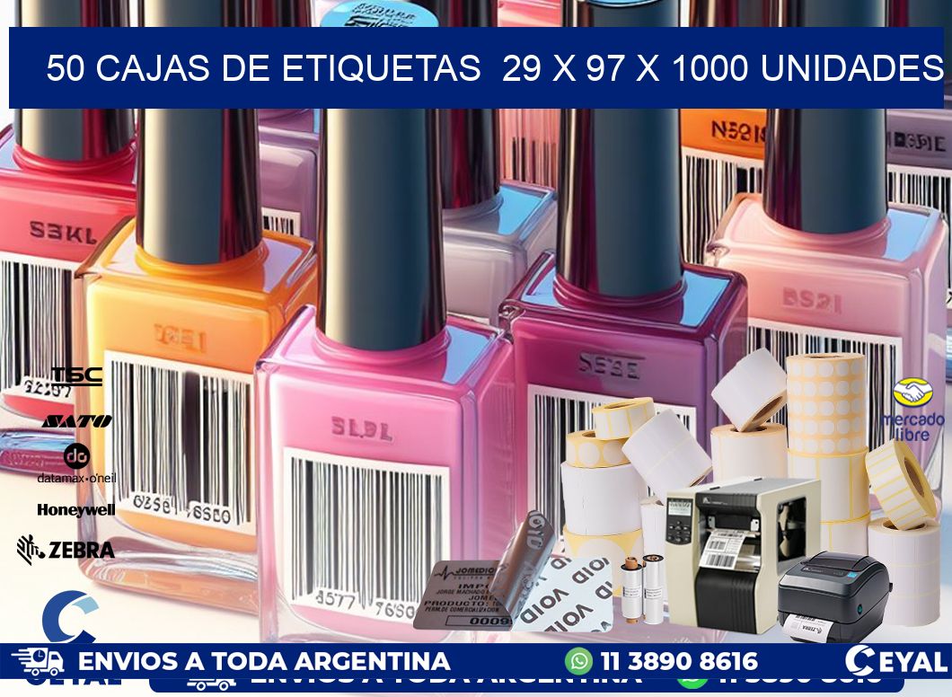 50 CAJAS DE ETIQUETAS  29 x 97 X 1000 UNIDADES