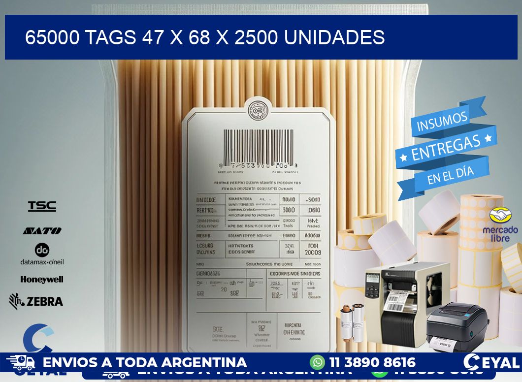 65000 TAGS 47 x 68 X 2500 UNIDADES