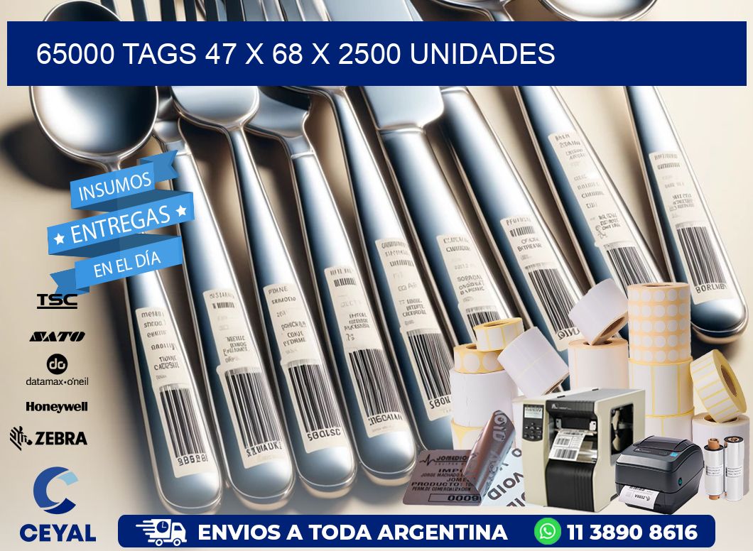 65000 TAGS 47 x 68 X 2500 UNIDADES