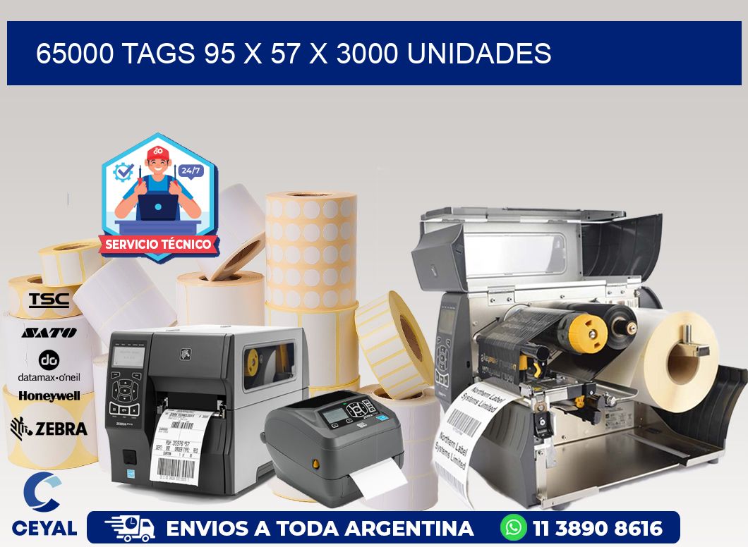 65000 TAGS 95 x 57 X 3000 UNIDADES