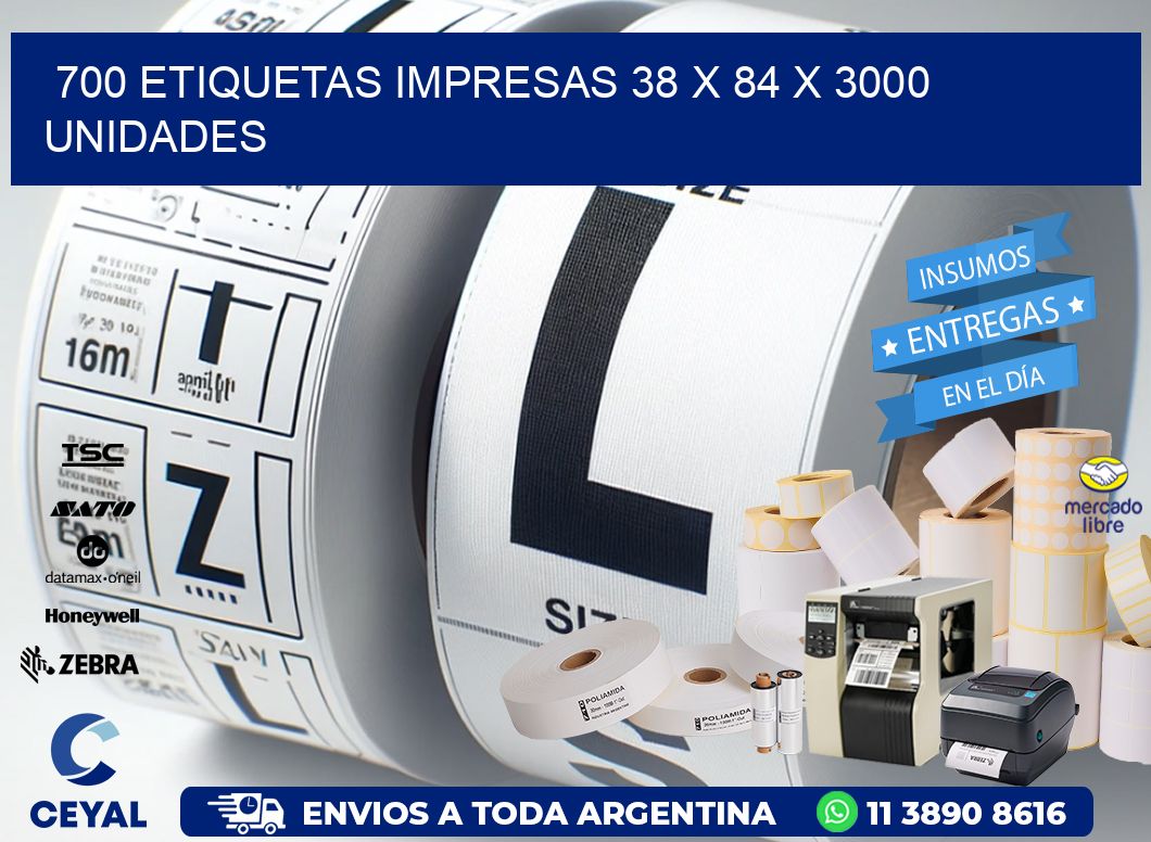 700 ETIQUETAS IMPRESAS 38 x 84 X 3000 UNIDADES