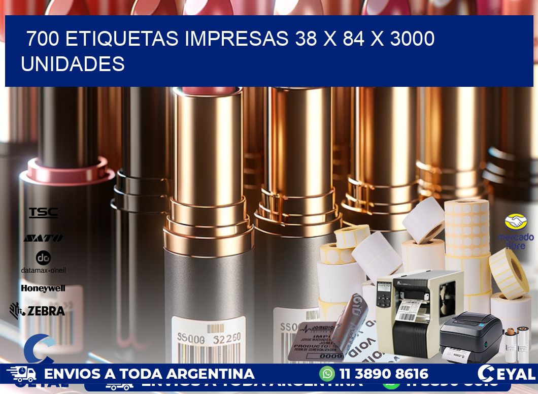 700 ETIQUETAS IMPRESAS 38 x 84 X 3000 UNIDADES