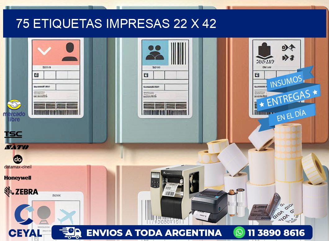 75 ETIQUETAS IMPRESAS 22 x 42