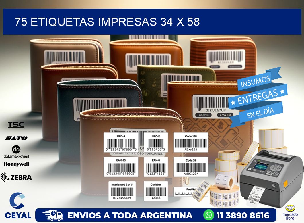 75 ETIQUETAS IMPRESAS 34 x 58