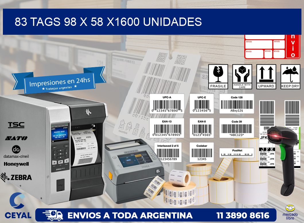 83 TAGS 98 x 58 X1600 UNIDADES