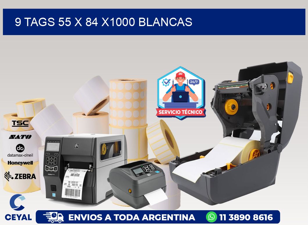 9 TAGS 55 x 84 X1000 BLANCAS