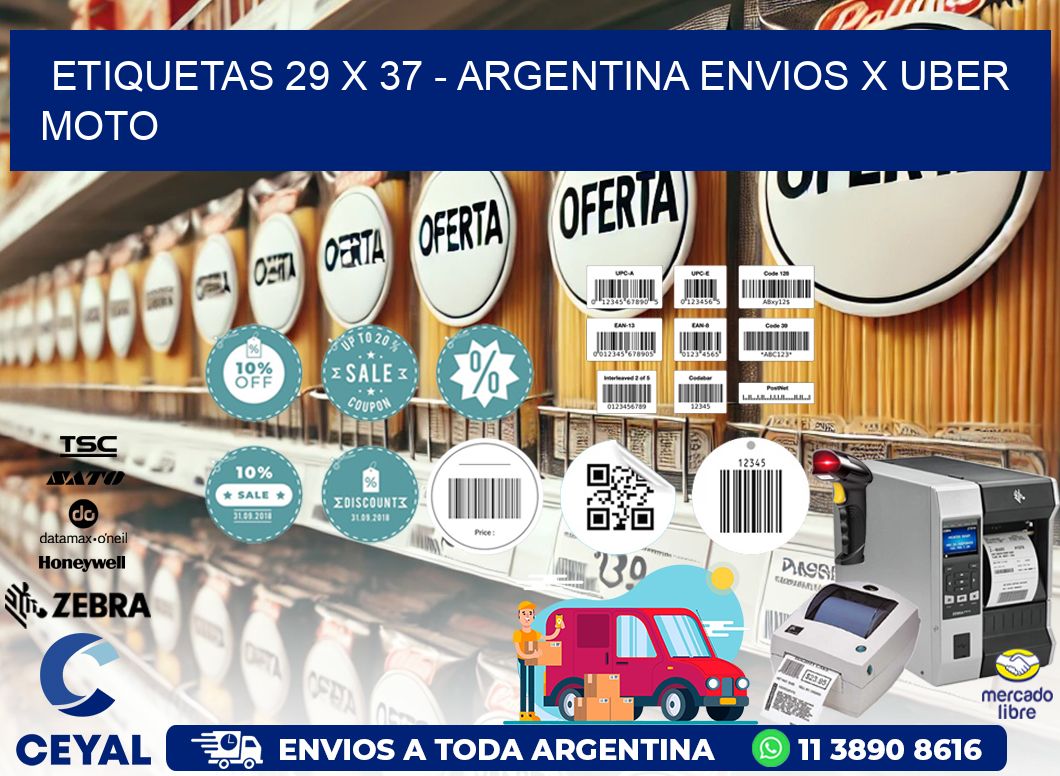 ETIQUETAS 29 x 37 - ARGENTINA ENVIOS X UBER MOTO