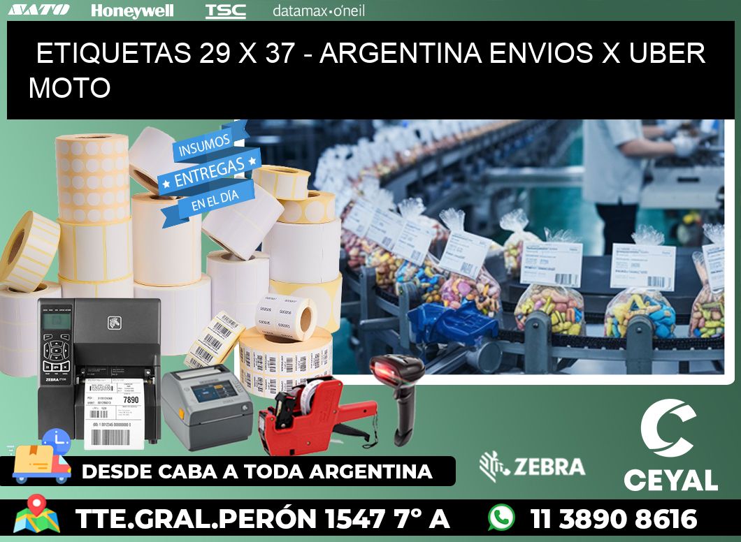 ETIQUETAS 29 x 37 - ARGENTINA ENVIOS X UBER MOTO