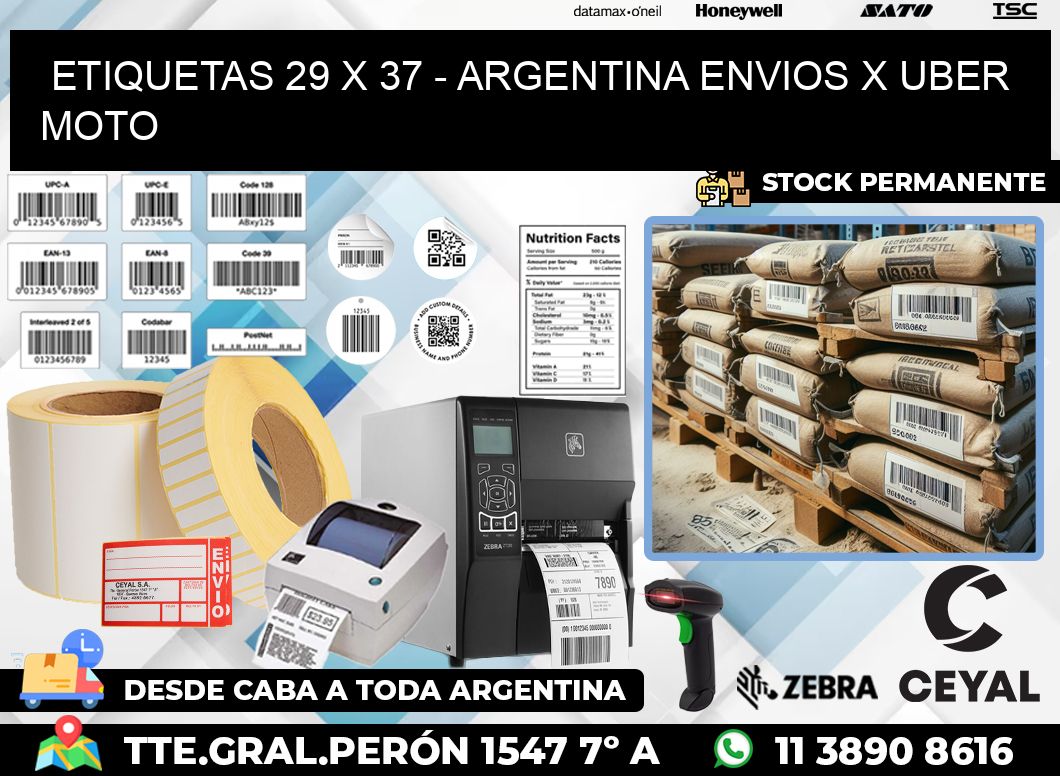 ETIQUETAS 29 x 37 – ARGENTINA ENVIOS X UBER MOTO