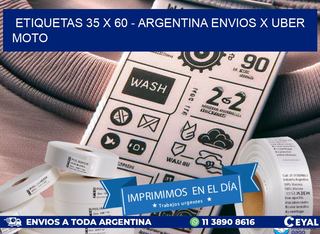 ETIQUETAS 35 x 60 - ARGENTINA ENVIOS X UBER MOTO