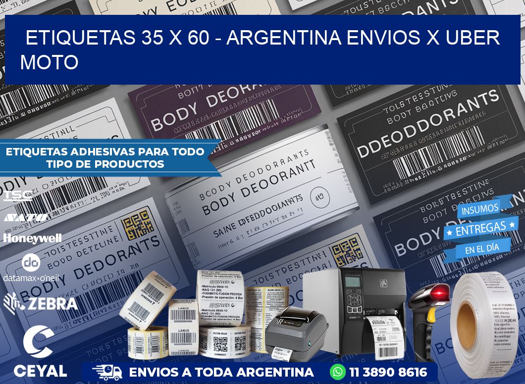 ETIQUETAS 35 x 60 - ARGENTINA ENVIOS X UBER MOTO