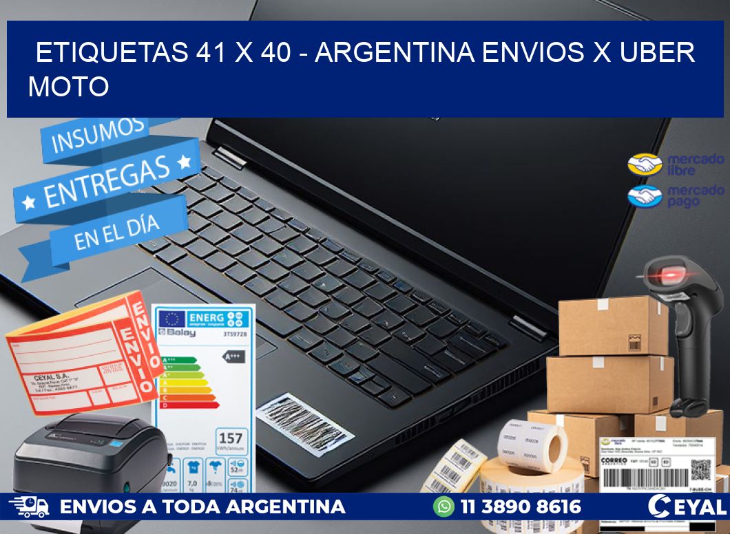 ETIQUETAS 41 x 40 - ARGENTINA ENVIOS X UBER MOTO