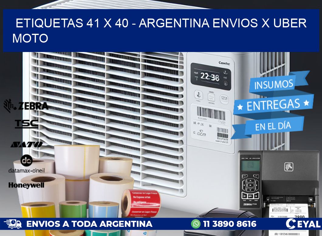 ETIQUETAS 41 x 40 - ARGENTINA ENVIOS X UBER MOTO