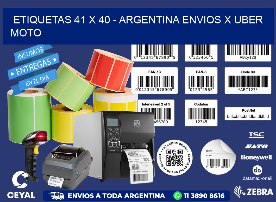 ETIQUETAS 41 x 40 - ARGENTINA ENVIOS X UBER MOTO