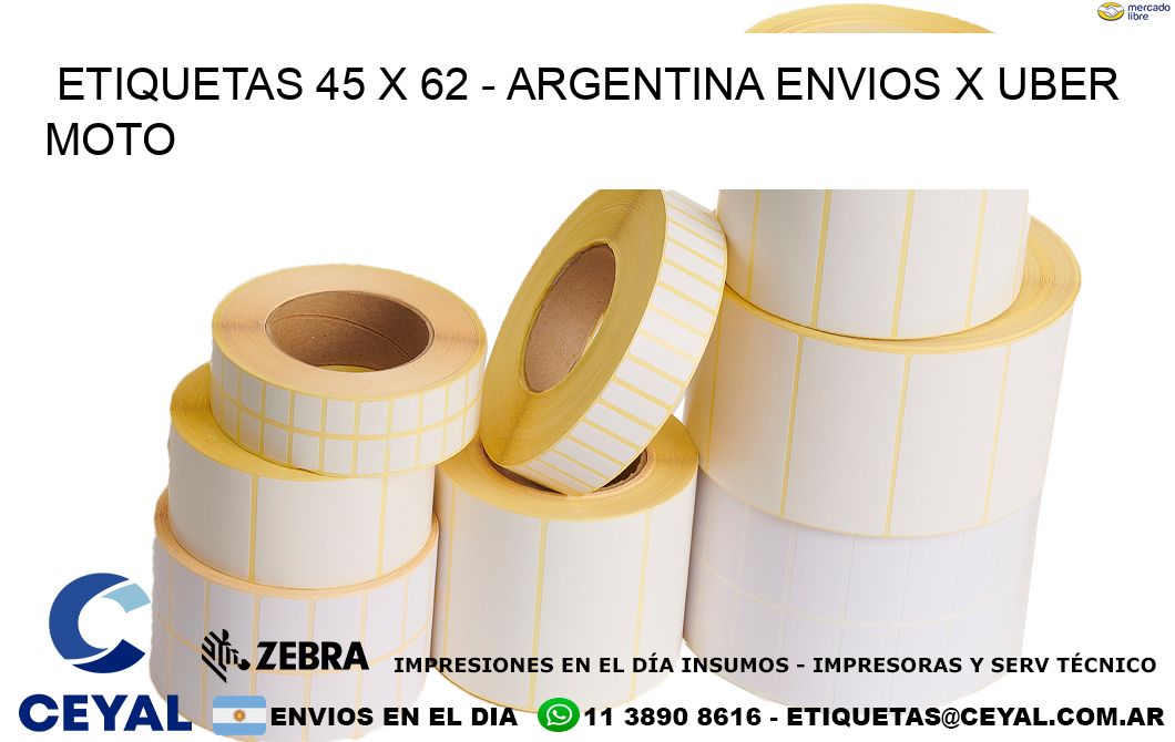 ETIQUETAS 45 x 62 - ARGENTINA ENVIOS X UBER MOTO