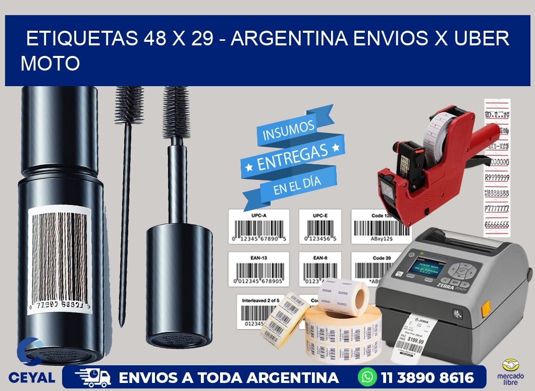 ETIQUETAS 48 x 29 - ARGENTINA ENVIOS X UBER MOTO