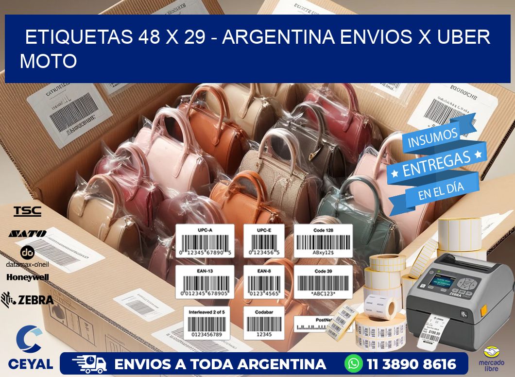 ETIQUETAS 48 x 29 - ARGENTINA ENVIOS X UBER MOTO