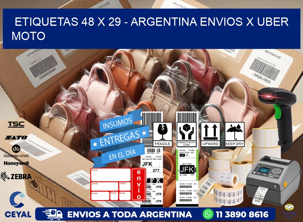 ETIQUETAS 48 x 29 - ARGENTINA ENVIOS X UBER MOTO