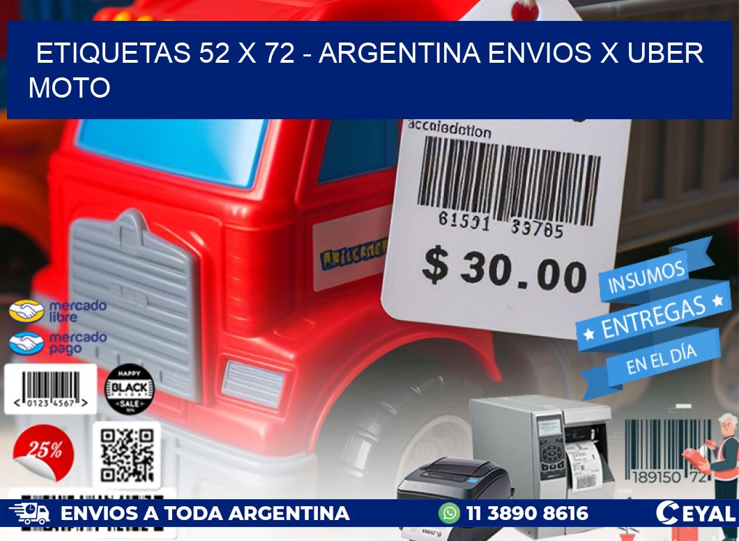 ETIQUETAS 52 x 72 - ARGENTINA ENVIOS X UBER MOTO