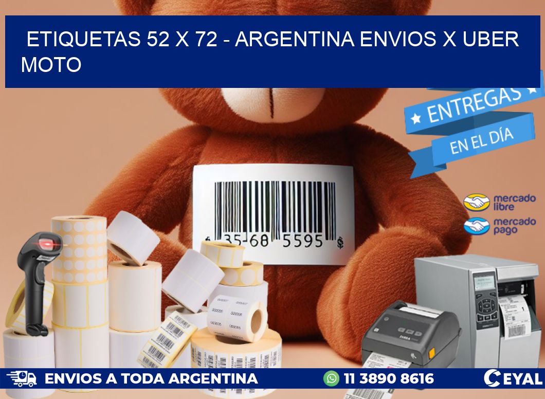 ETIQUETAS 52 x 72 - ARGENTINA ENVIOS X UBER MOTO