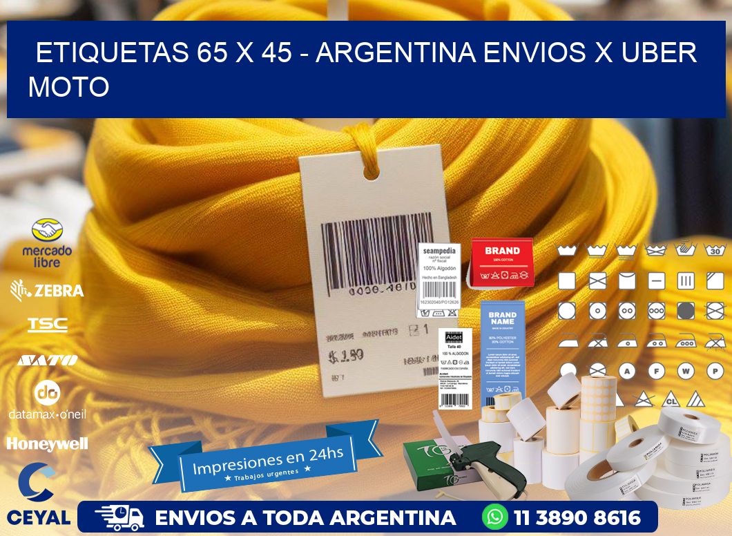 ETIQUETAS 65 x 45 - ARGENTINA ENVIOS X UBER MOTO