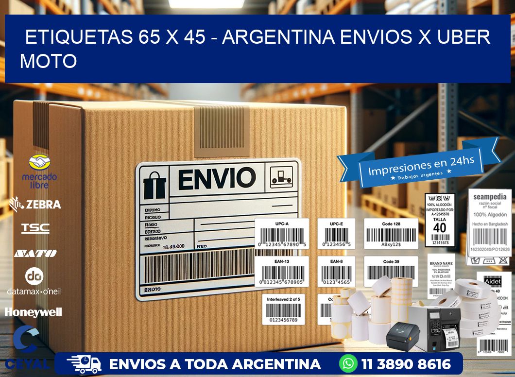 ETIQUETAS 65 x 45 – ARGENTINA ENVIOS X UBER MOTO