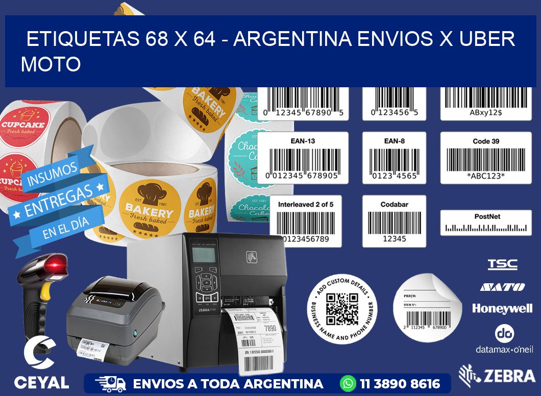 ETIQUETAS 68 x 64 - ARGENTINA ENVIOS X UBER MOTO